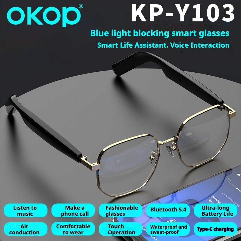 KP-Y103 Best-Selling Bluetooth Smart Audio Glasses Air Conduction Blue Light Blocking Voice Calls Touch Control Stereo Surround Sound In Stock photo 2
