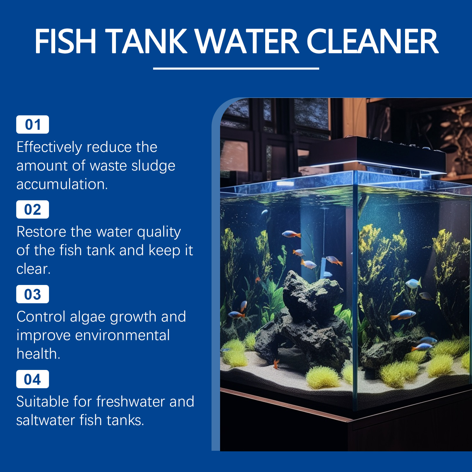 YEGBONG Aquarium Water Clarifier Cleans Aquarium Stains And Sludge, Clarifies Water Quality, And Controls Algae Growth. photo 2