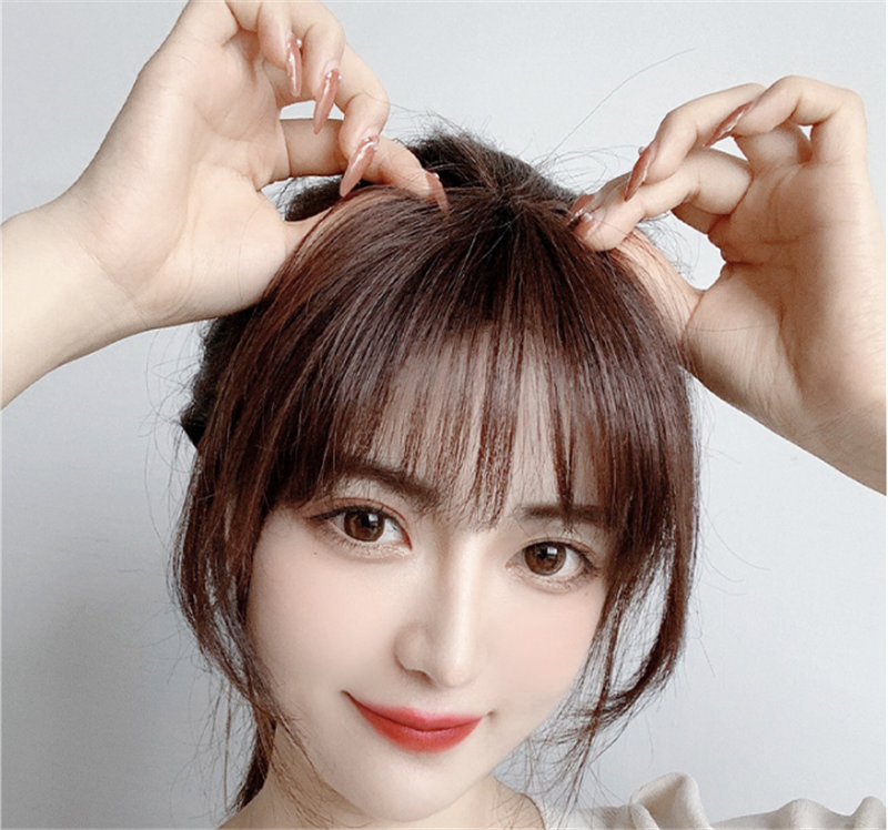 Real Hair Wig Mechanism 3D Air Bangs Wig photo 6