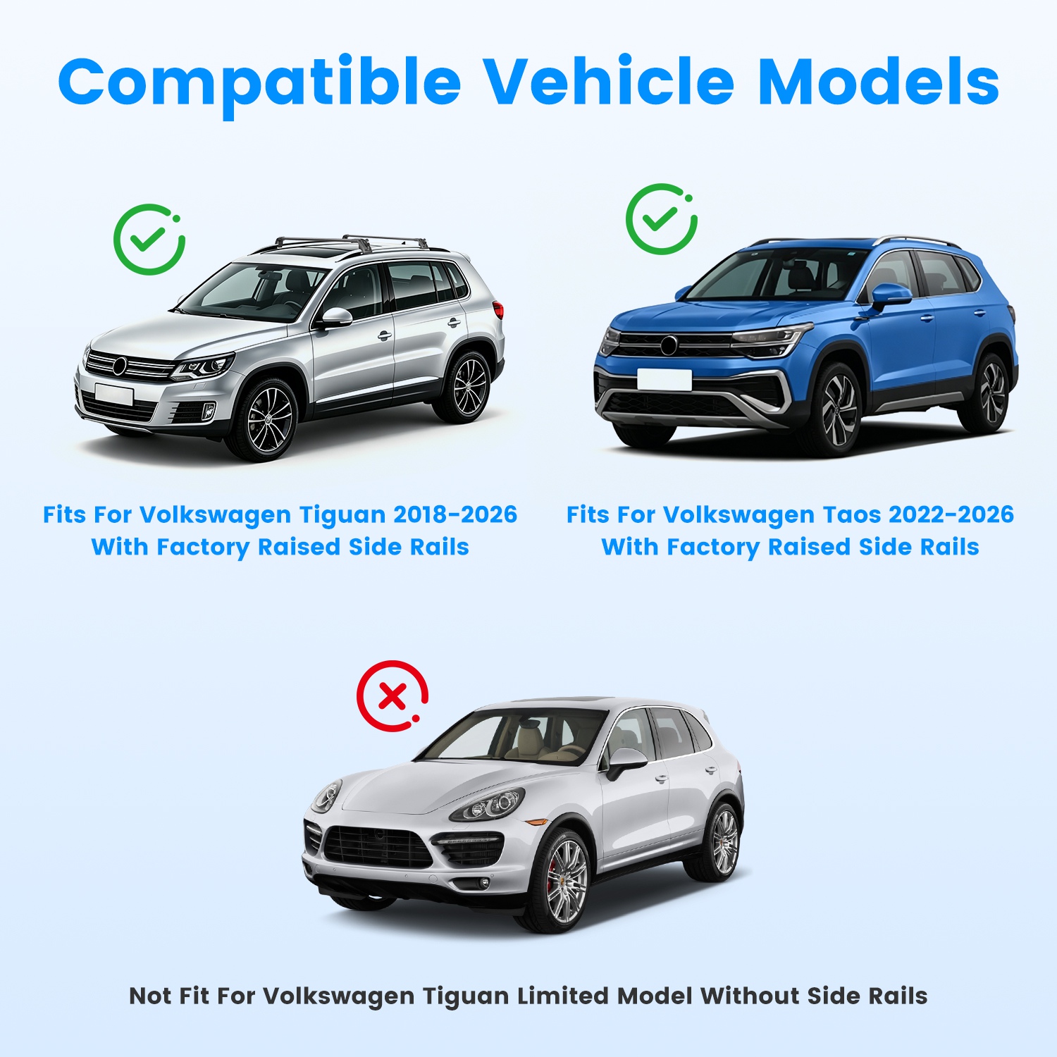 Roof Rack Cross Bars Fit For Tiguan 2018-2026 & Taos 2022-2026 With Factory Raised Side Rails Lockable Aluminum Roof Cargo Carrier Bars 330lbs Max Load For Luggage Kayaks Bikes photo 4