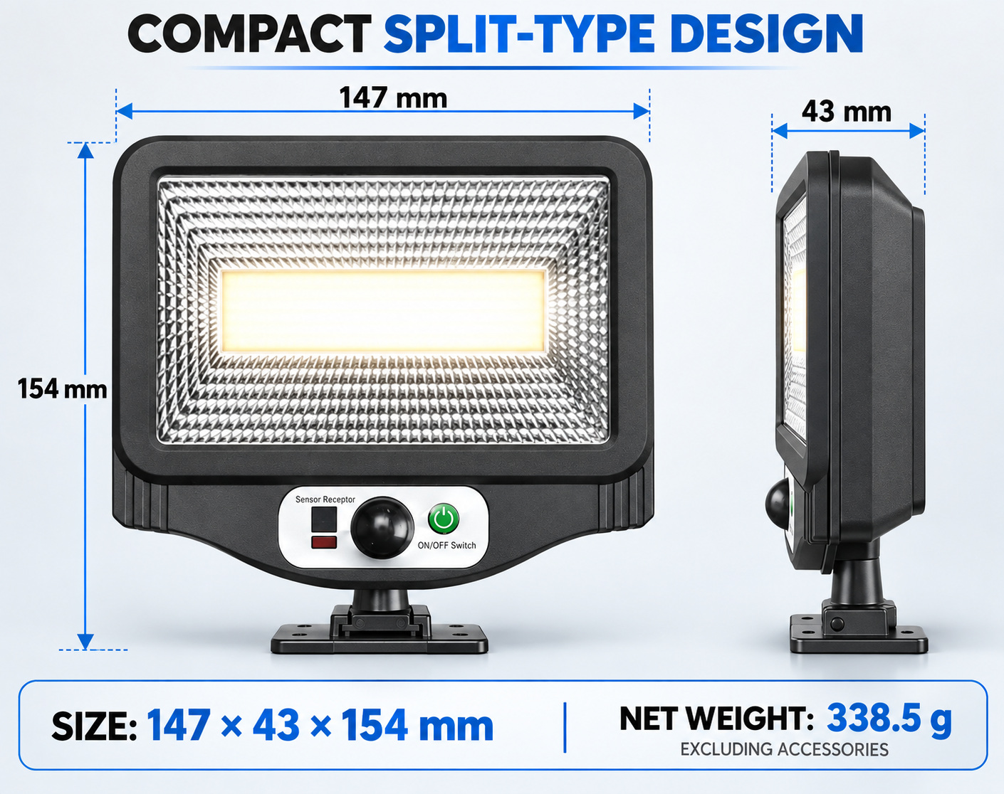Solar Powered Rechargeable Motion Sensor LED Work Light 1500mAh For Auto W780 1 SMD 2835 photo 5