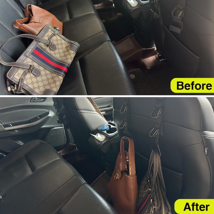 Car Headrest Hooks, Backseat Storage Organizer Hangers, Universal Vehicle Seat Back Hooks, 4 Pack photo 3