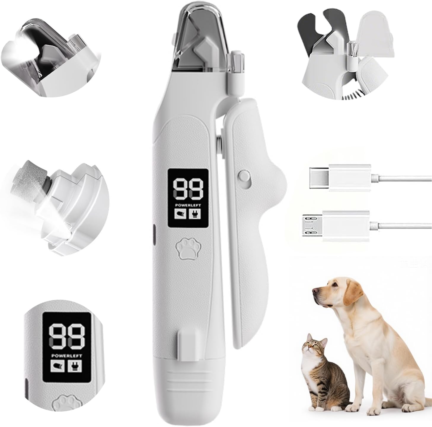 2-in-1 Led Light Cat Anti-blood Nail Grinder Dog Pet Nail Clipper Nail Clipper Animal Nail Clipper photo 1