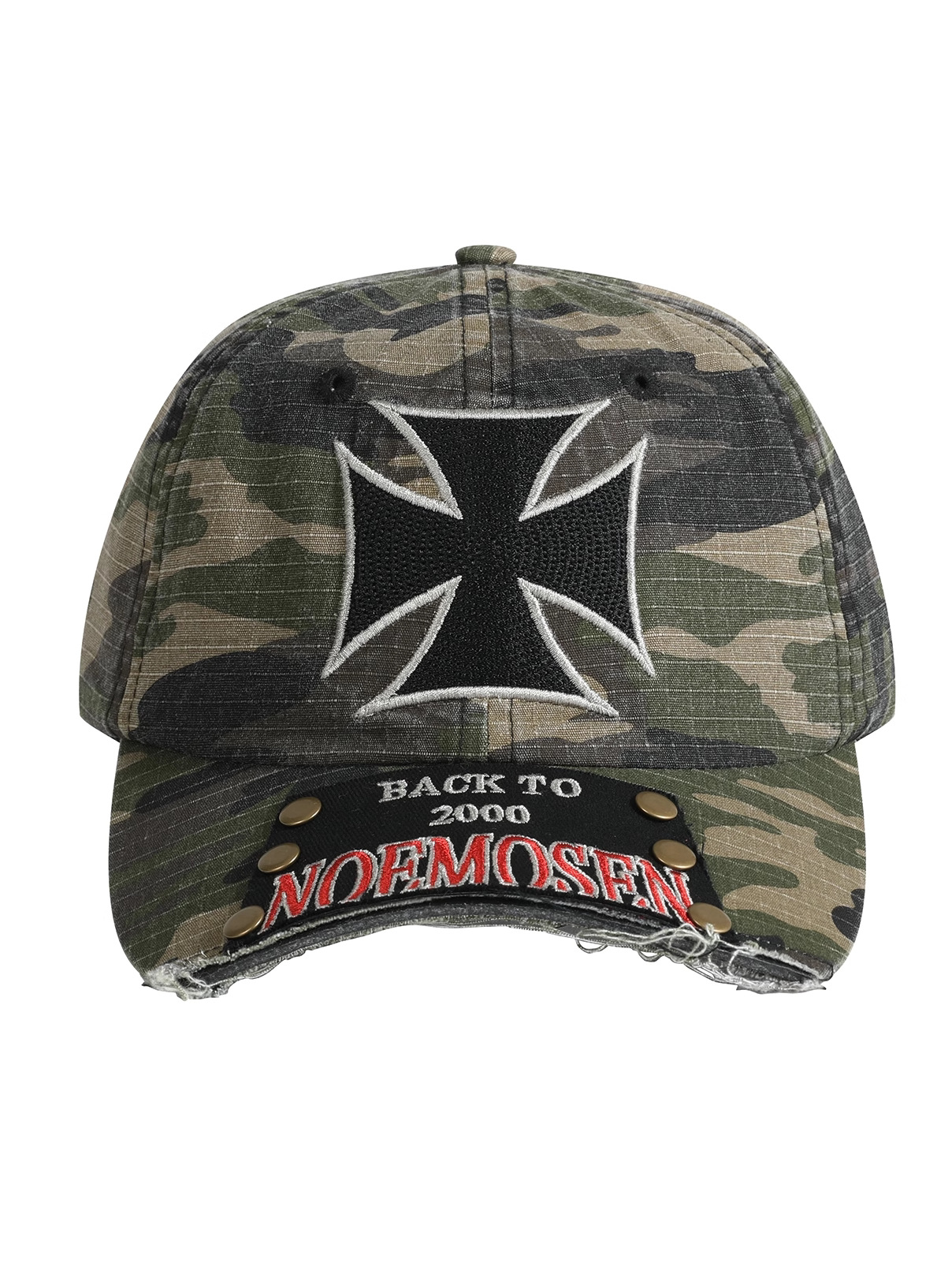 American-style Street-style Perforated Letter Patch Rivet Baseball Cap With Washed-out Distressed Retro Trend Soft Top Baseball Cap photo 3