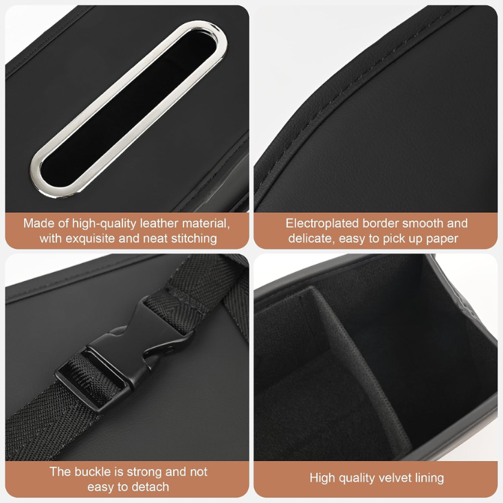 Car Seat Back Organizer With 2 Drink Cup Holder, Car Tissue Holder And Storage Box Hook, 3 In 1 Multifunctional Storage For Food Drink Phone, Travel Accessories Black photo 2