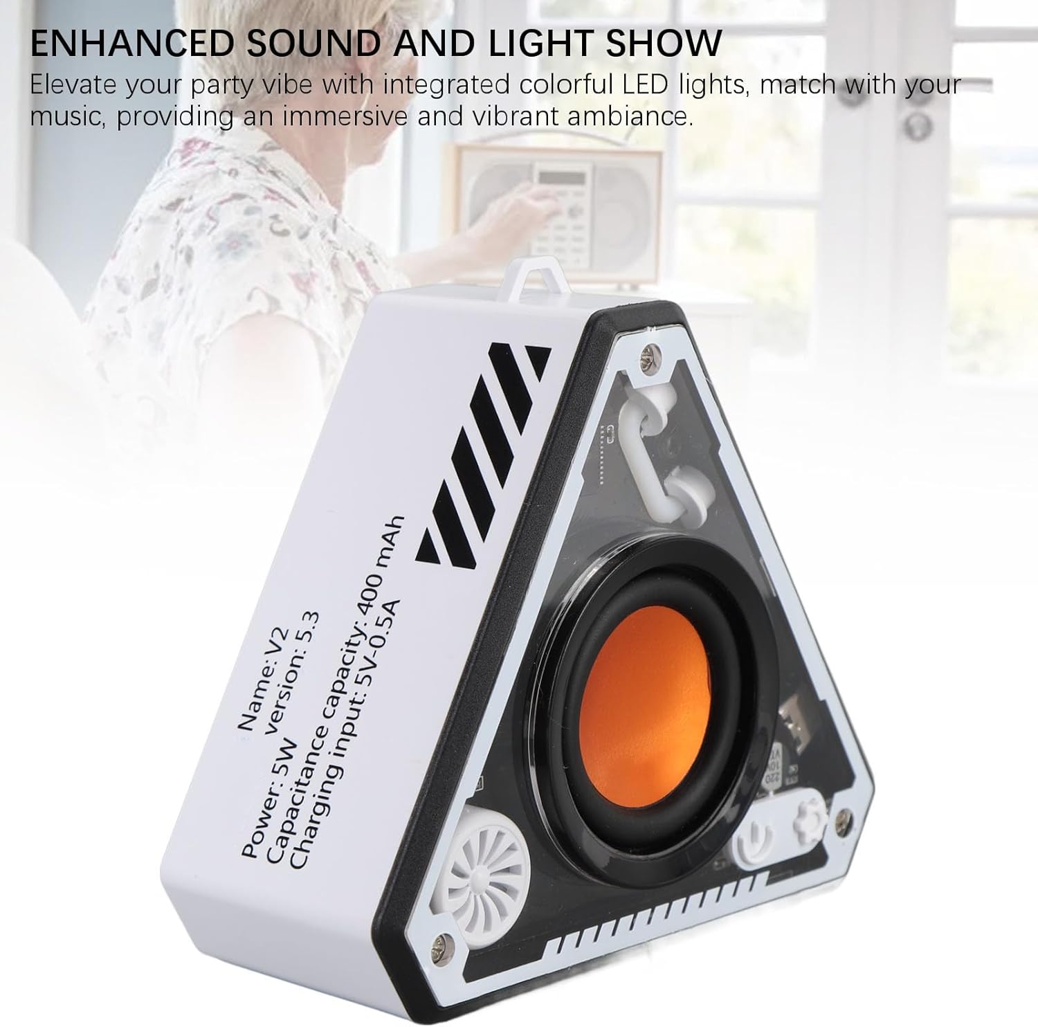 Cross-border V2 Wireless Bluetooth Speaker Outdoor Portable Mecha Subwoofer Mini Desktop Small Speaker Transparent Lantern photo 3