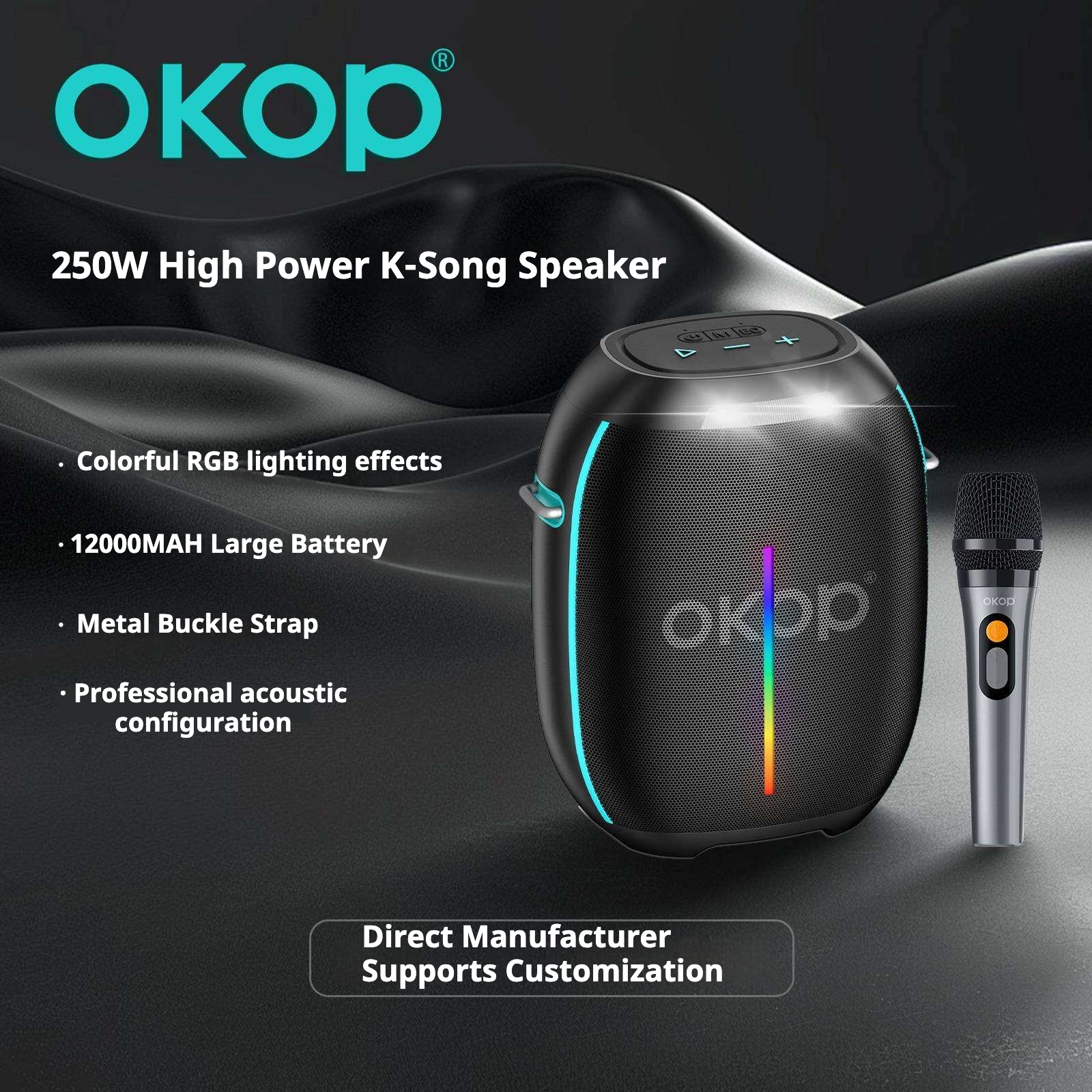 KP-8007 Best-selling Wireless Bluetooth Speaker Featuring A Microphone Shoulder Strap And Colorful Lights 250W High Power Long Battery Life Ideal For Outdoor Parties Factory Stock Available photo 6