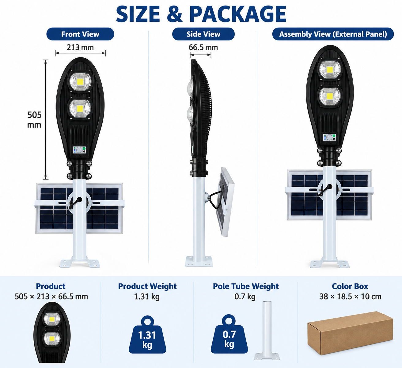 Solar Powered Rechargeable Motion Sensor Waterproof LED Work Light 40W For Auto W736D IP65 Street photo 7
