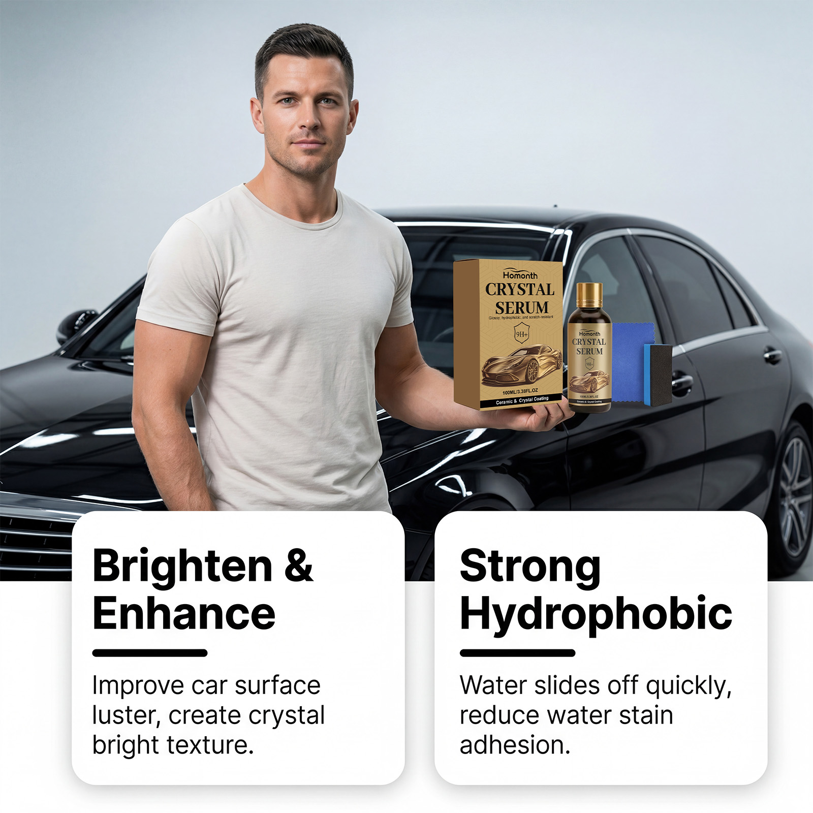 Car Ceramic Coating Kit, Paint Gloss Anti Stain Protective Coating Set With Tools photo 5