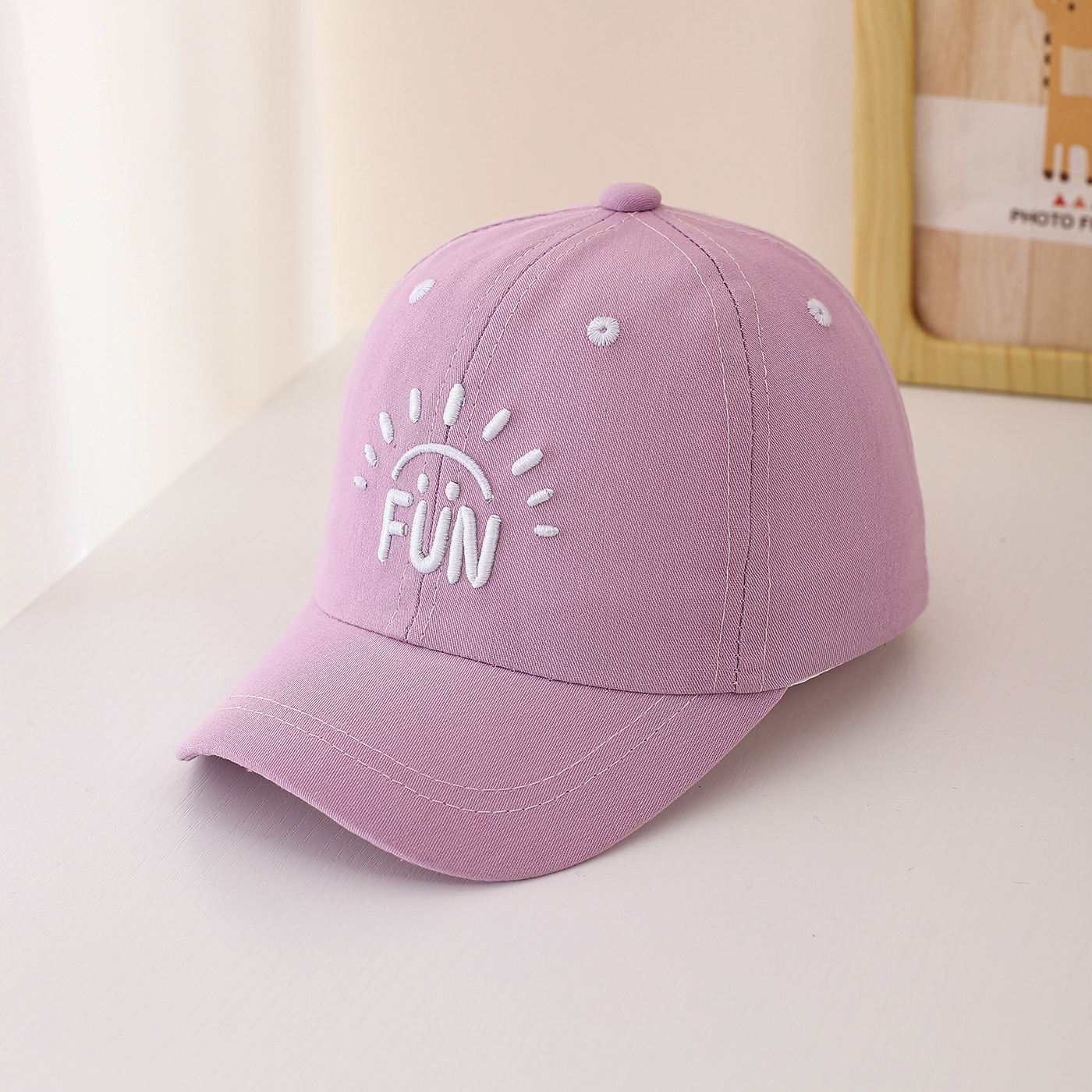 Children's Single-color Three-dimensional Letter Sun Embroidery Adjustable Simple Casual Baseball Cap Suitable For Outdoor Outings And Shopping photo 2