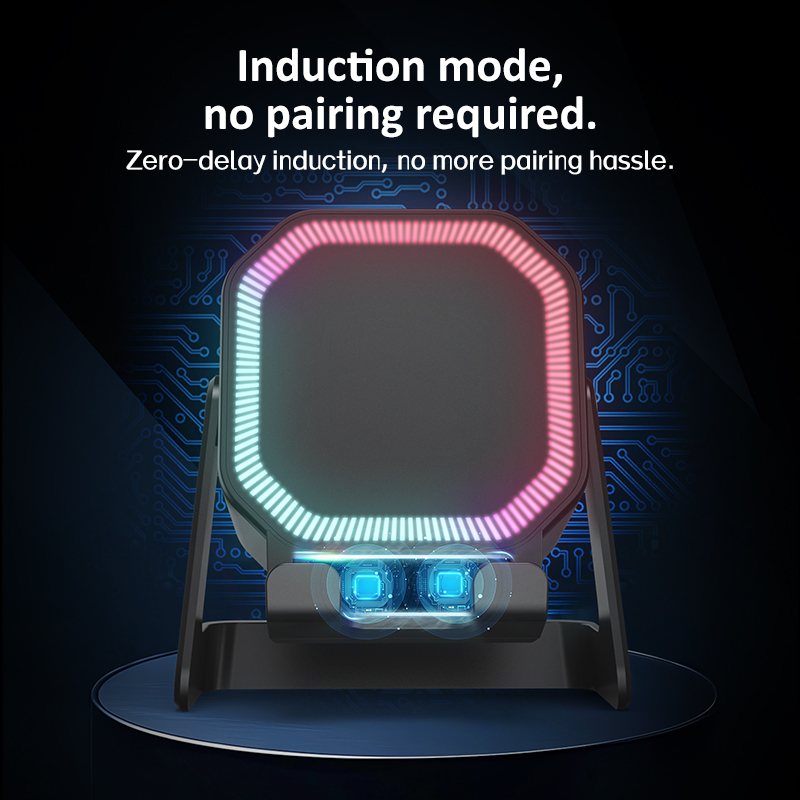 Multifunctional Induction Bluetooth Speaker, Phone Tablet Stand Holder With RGB Ambient Light, Smart Induction Connection Wireless Speaker 1500mAh Rechargeable For Watching Movies Live Streaming, FCC photo 6