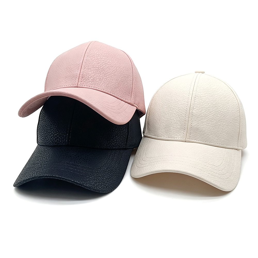 Spring And Autumn Glossy Lychee-patterned PU Leather Baseball Cap, Simple And Stylish, Versatile And Durable. Hard-top Baseball Cap With A Brim, Suitable For Casual Wear And Versatile Applications photo 6