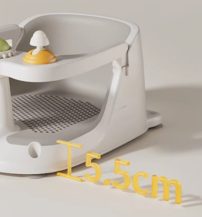 Baby Bath Seat Non-Slip Soft Toddler Bath Chair Suction Cups Temperature Display photo 2