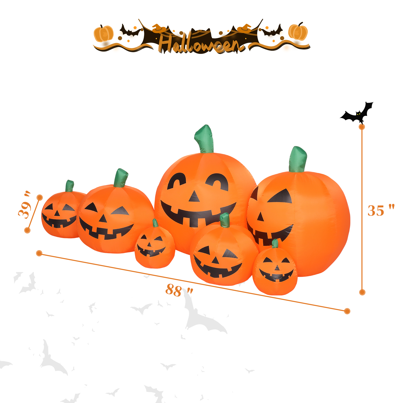 Replace 39662619 7ft Classic 7pcs LED String Lights 7pcs Pumpkin Inflatable Halloween Decoration photo 5