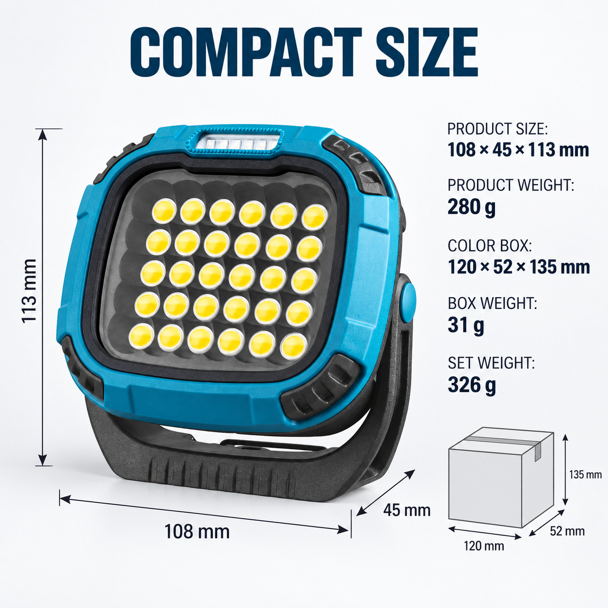 Rechargeable Magnetic Battery Display Type C LED Work Light Base Hanging W893 2 3 Hour photo 8