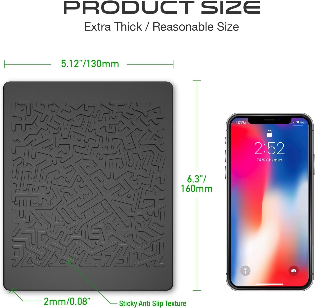 Car Dashboard Non Slip Mat 2 Units, 6.3x5.1 Inch Anti Slip Gripping Pad For Phone, GPS, Keys, Coins And Accessories photo 5