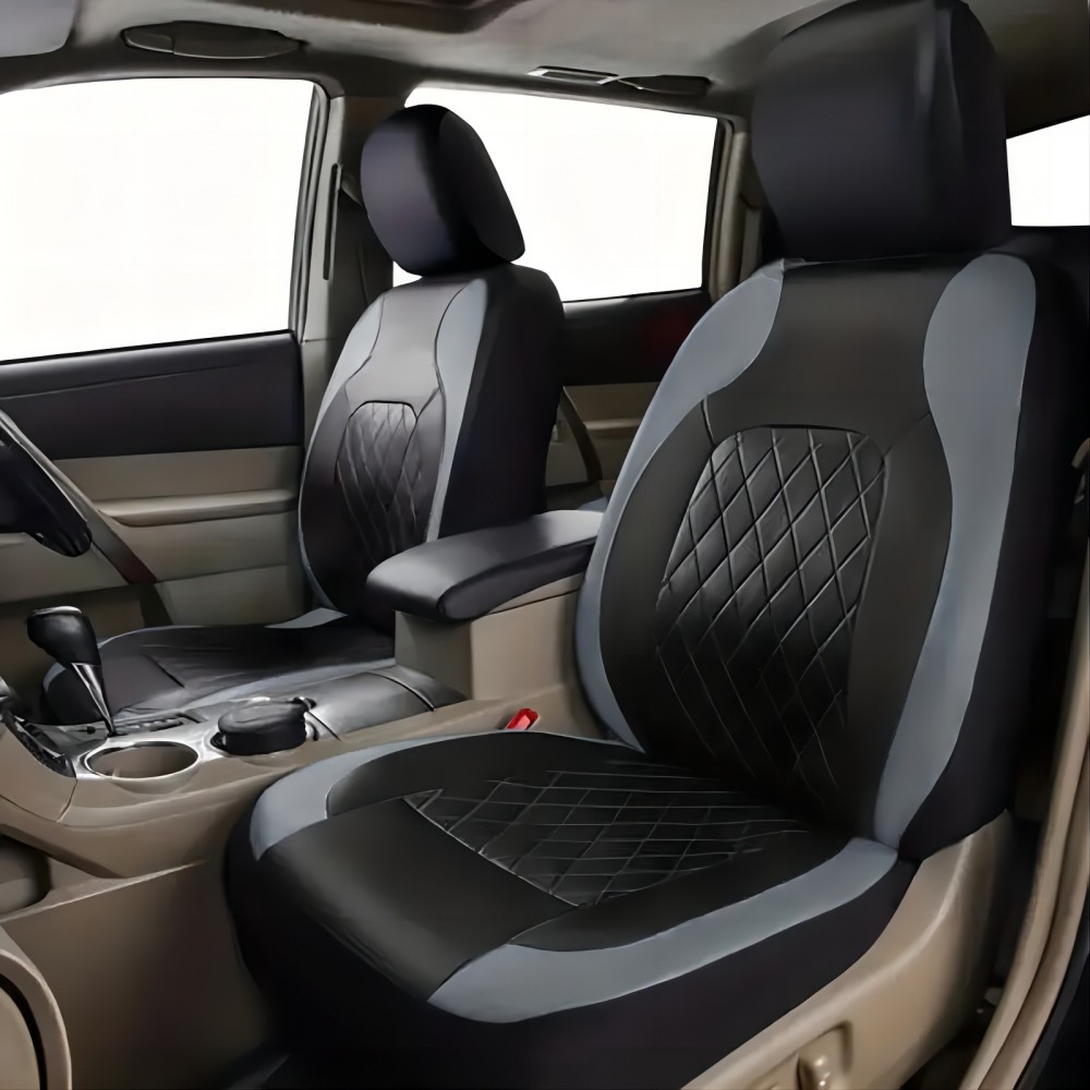 5-Seat Car Seat Cover, Single-Stitch Diamond Pattern, Quilted And Embroidered, Synthetic Leather, PVC Leather, Exported To Europe And America photo 8