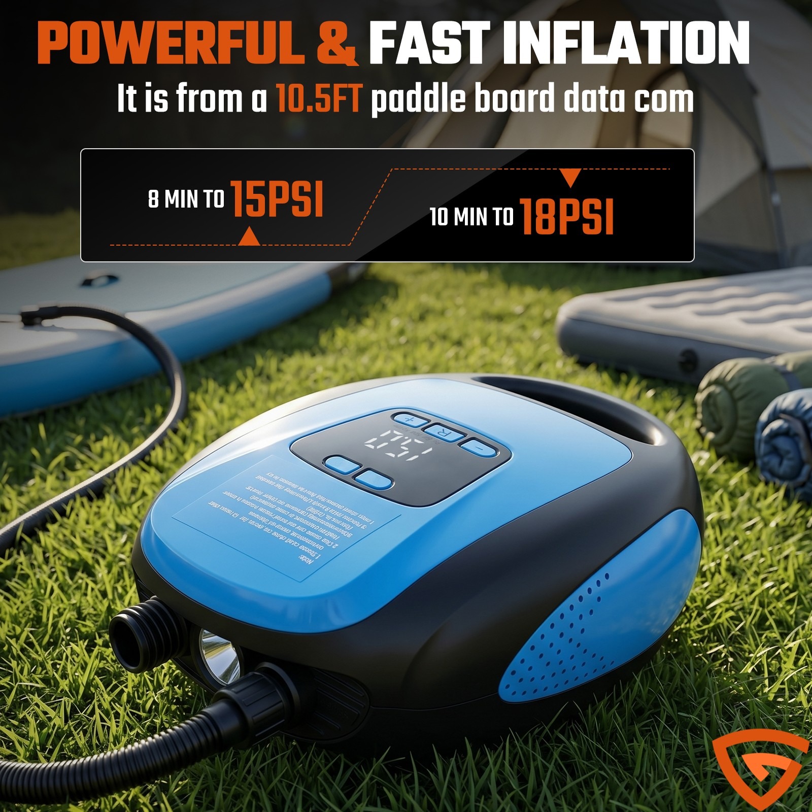 12V SUP Electric Air Pump 20PSI Max Digital LCD For Paddle Board Inflatable Boat photo 8