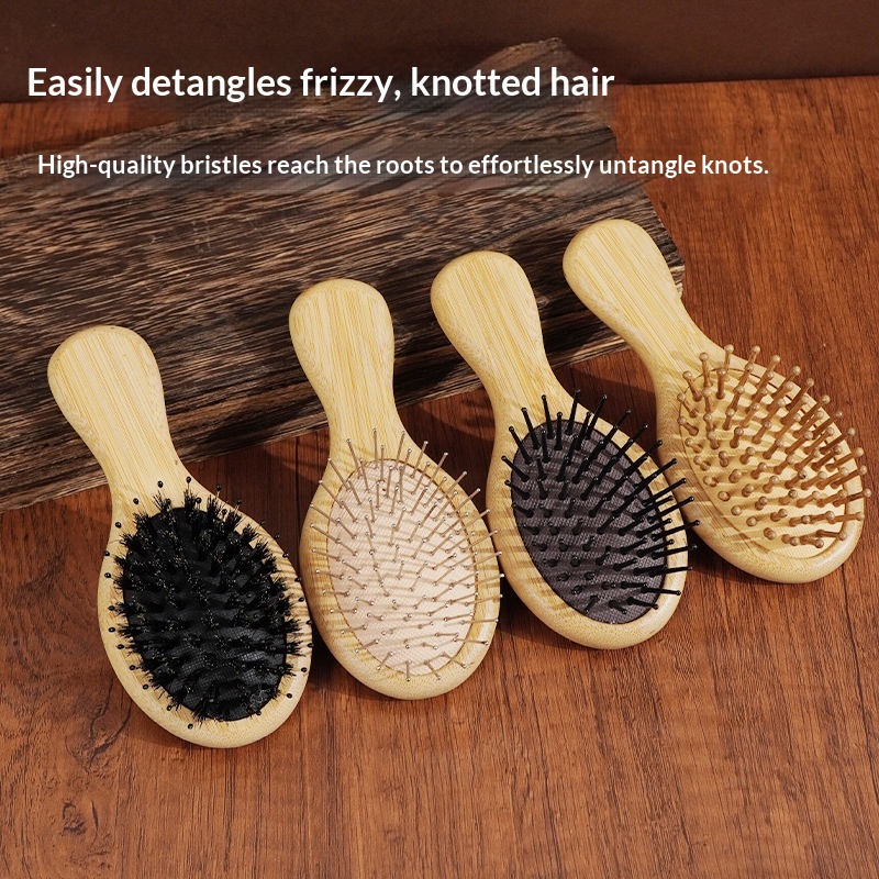 Factory Wholesale Bamboo Scalp Health Massage Air Cushion Comb Steel Needle Nylon Comb Tooth Smooth Hair Compact Portable Air Bag Comb photo 8