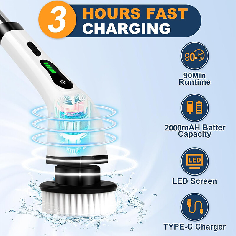 Cordless Electric Spin Scrubber Turbo Scrub Cleaning Brushs Chargeable Bathroom photo 4