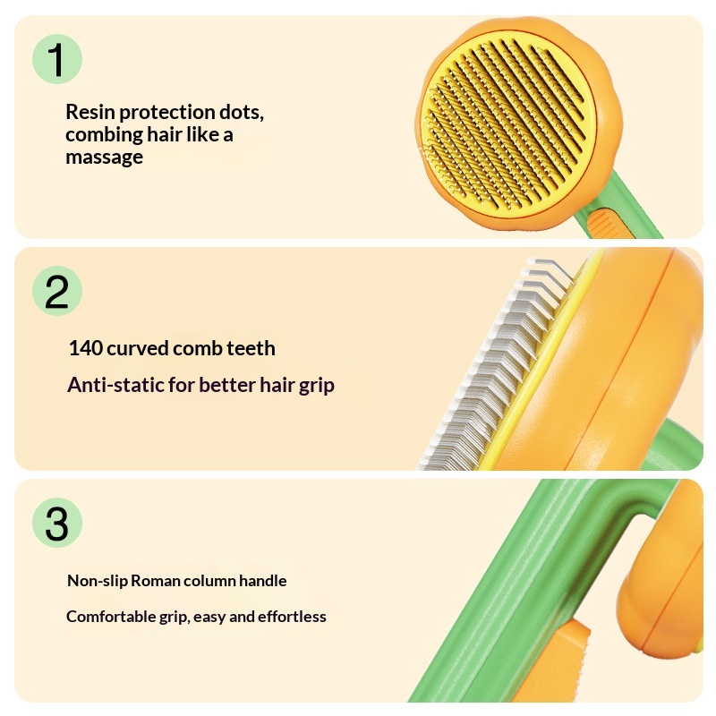 Pumpkin Pet Comb Cat Comb Pet Brush Dog Comb Needle Comb Hair Removal Floating Hair Removal Pet Supplies Cross Border photo 2