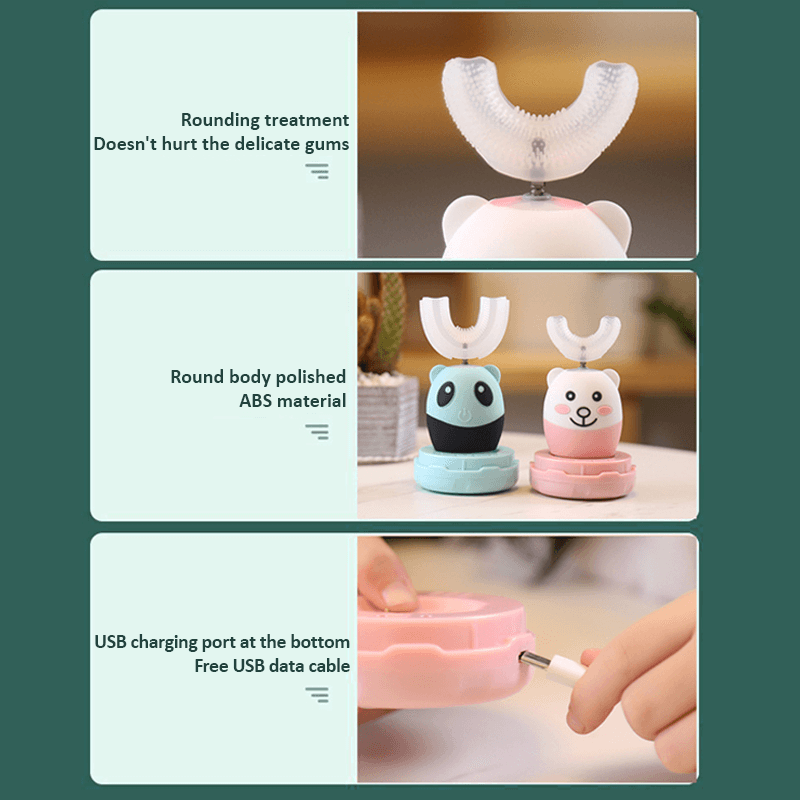 Electric Toothbrush Children U-shaped Head Toothbrush Age 8-12 Kids Gift photo 2
