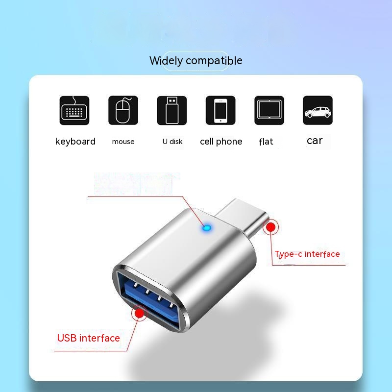 Type-c To Usb30 USB With Indicator Light Mobile Phone Mouse Keyboard Sound Card Car Charger OTG Adapter photo 2