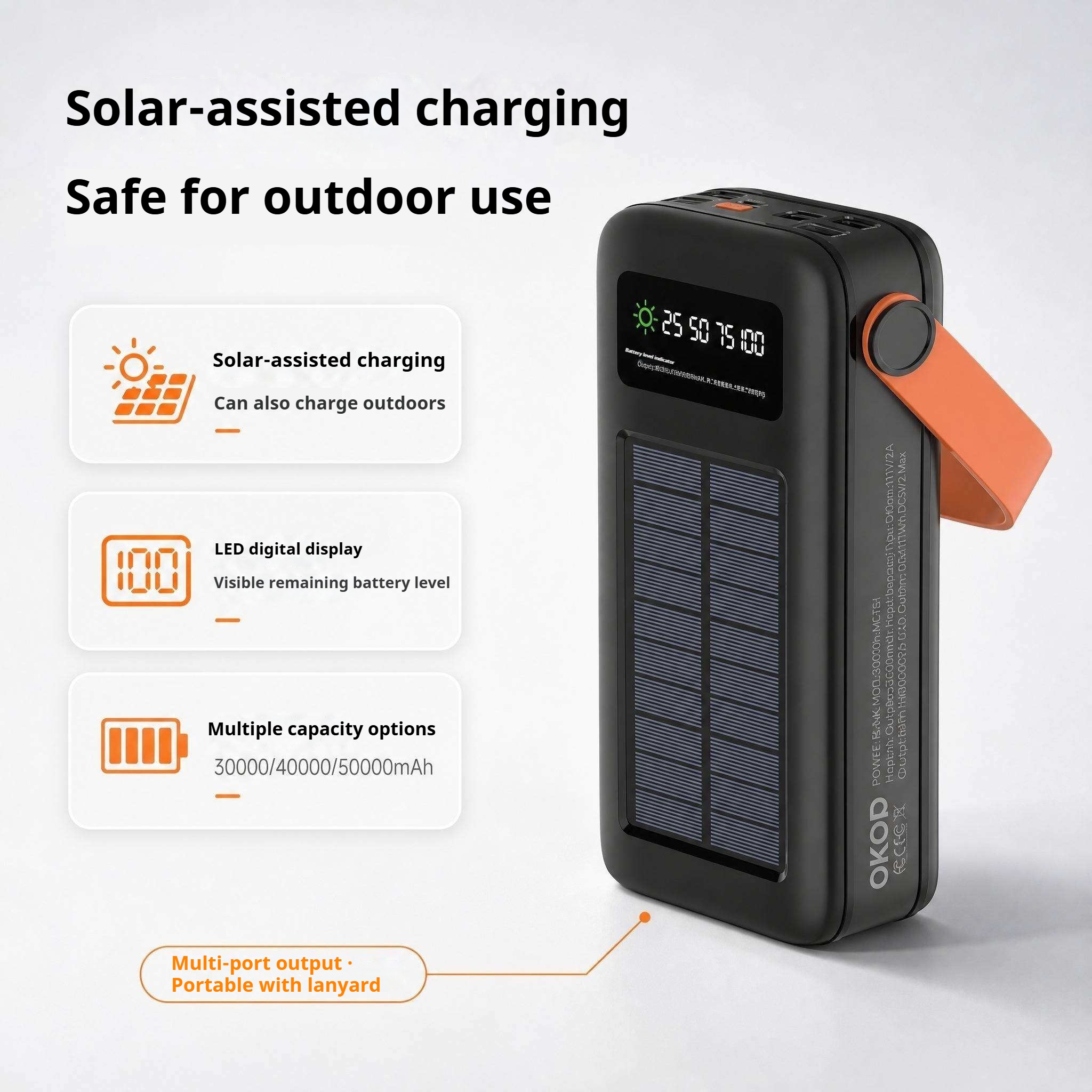 KP-722 Best-selling 40,000mAh High-Capacity Portable Power Bank With Handle And Digital Battery Display Factory Direct Shipping photo 2