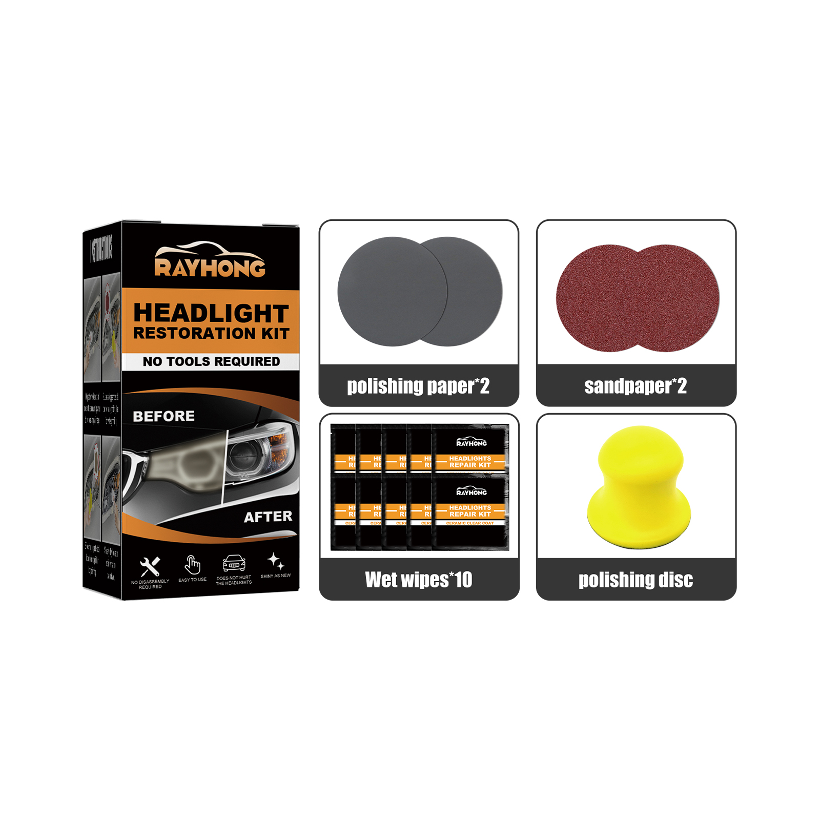 Rayhong Automotive Ceramic Headlight Repair Kit, Repair Scratches Yellow Polishing Headlight Shade Turned New Light photo 1