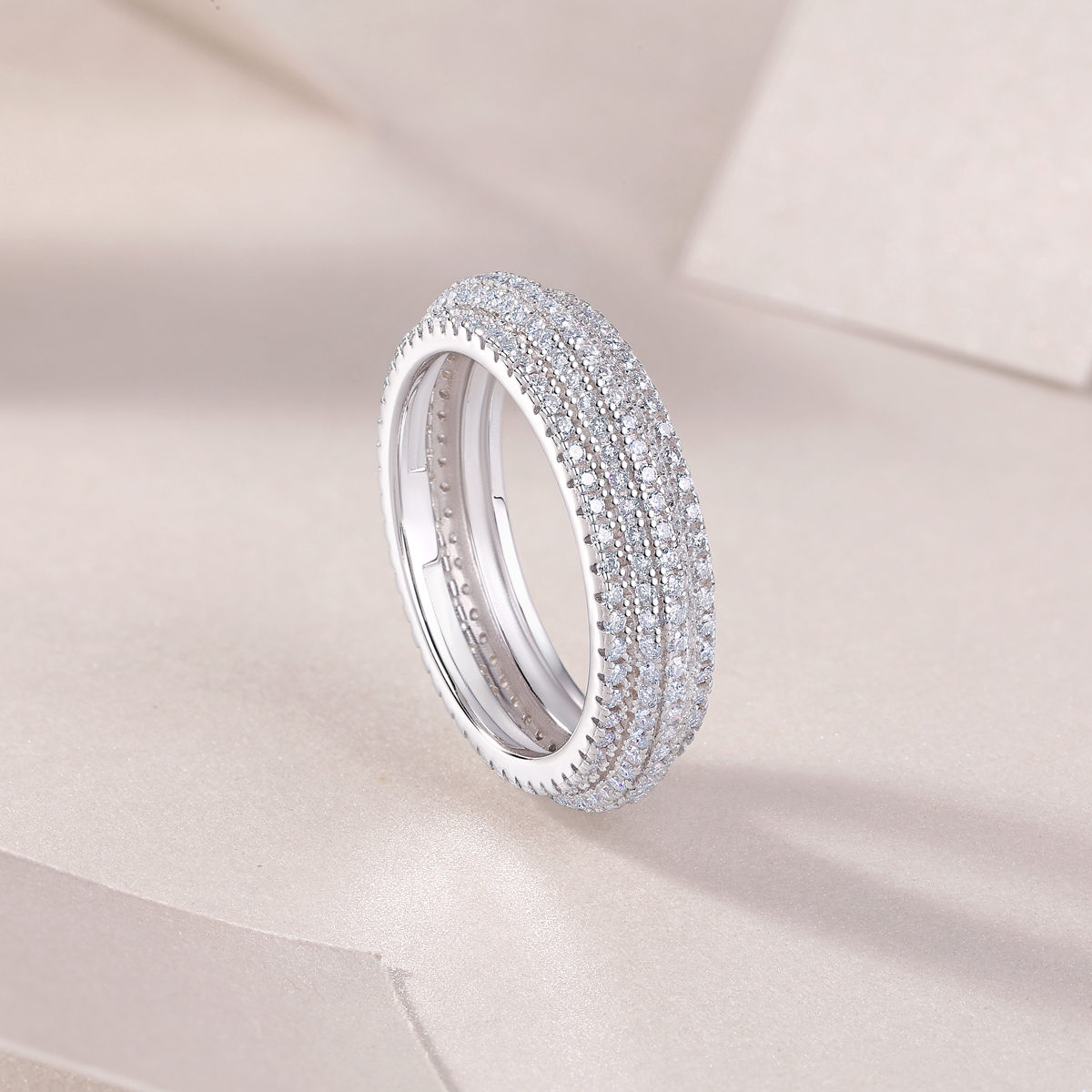 S925 Silver 3.8g Platinum Plated Moissanite Ring, 5.5mm 290pcs D VVS1 Eternity Band, GRA Certified US 5-9 photo 5