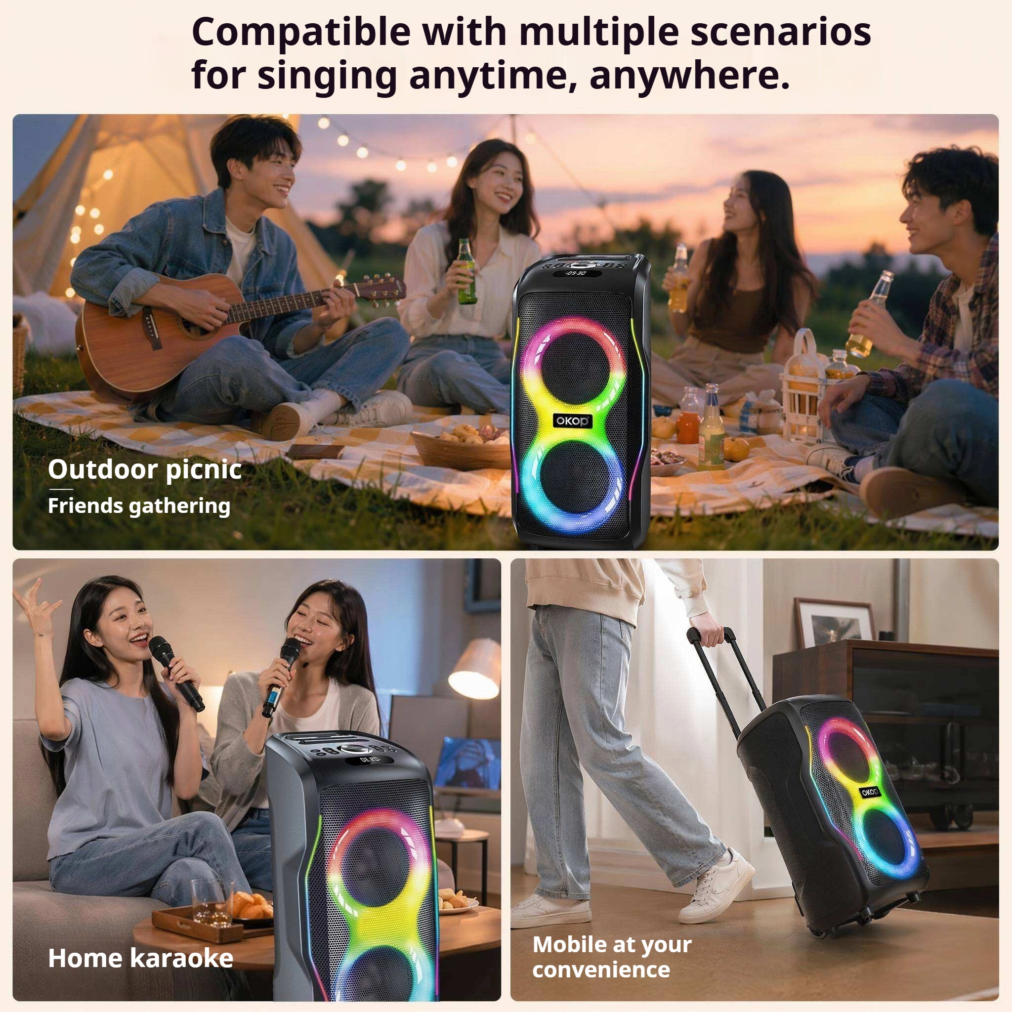 KP-8015 Best-Selling Bluetooth Speaker New High-Power 120W Outdoor Model With Dual Microphones Long Battery Life And Karaoke Functionality In Stock photo 4