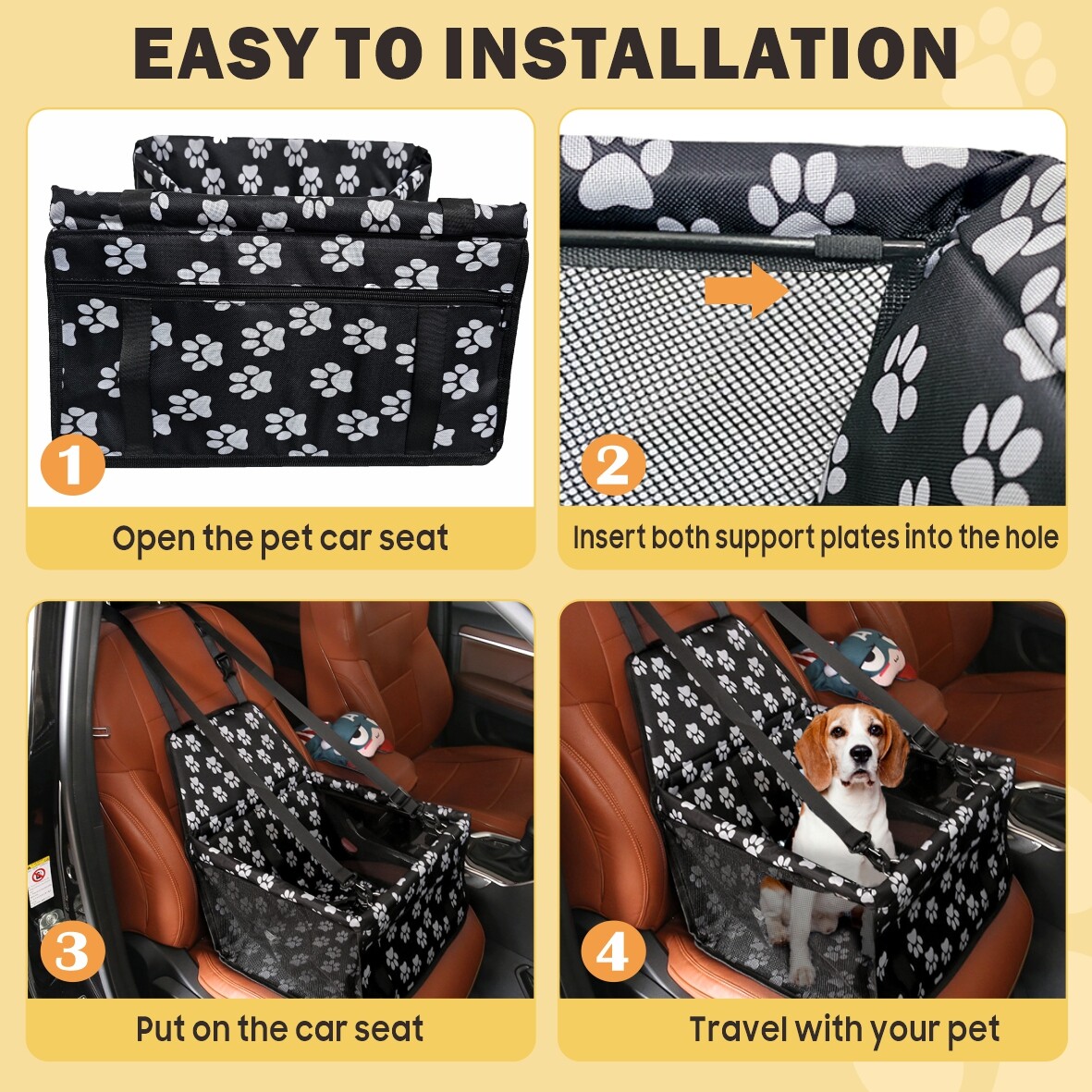 NEW Dog Car Seat For Small Medium Pet, Portable Cat Puppy Rabbit Seat Travel Booster photo 4