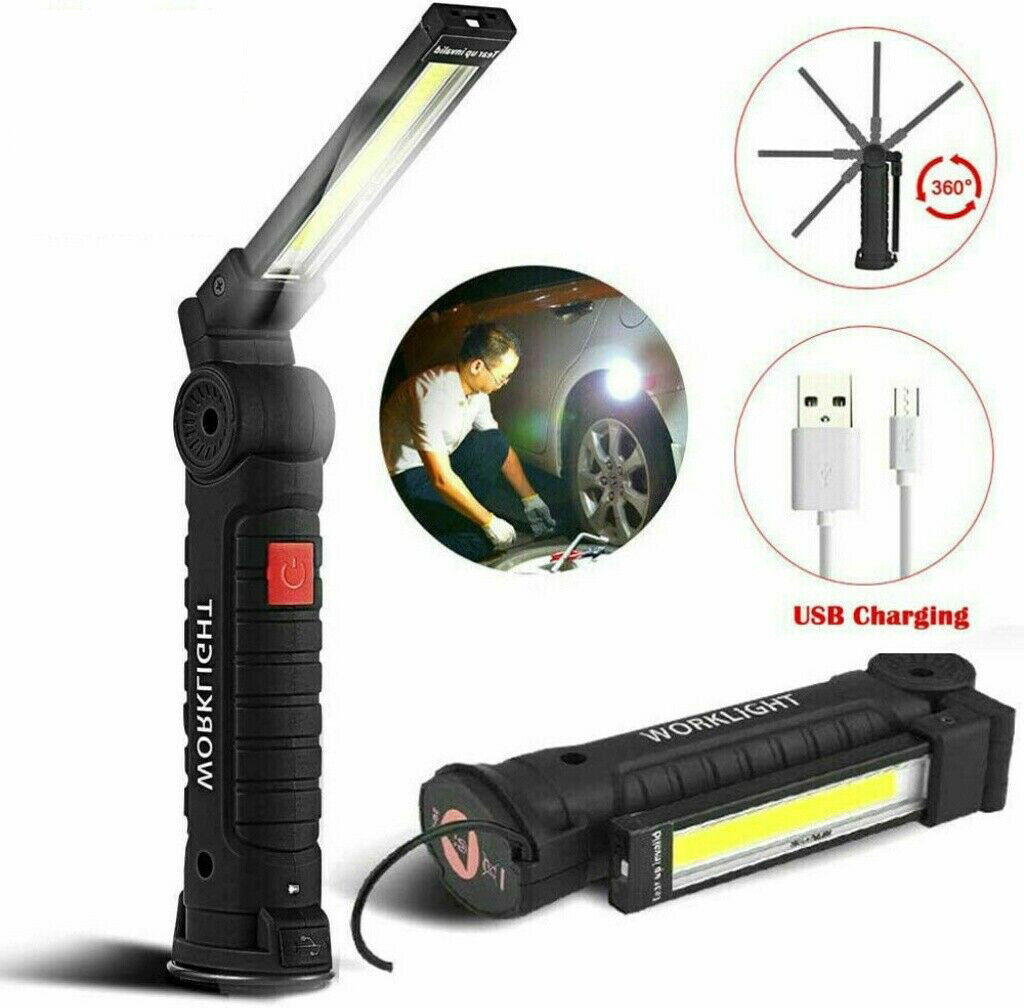 Portable COB LED Work Light Car Garage Mechanic USB Rechargeable Torch Lamp AUS photo 3