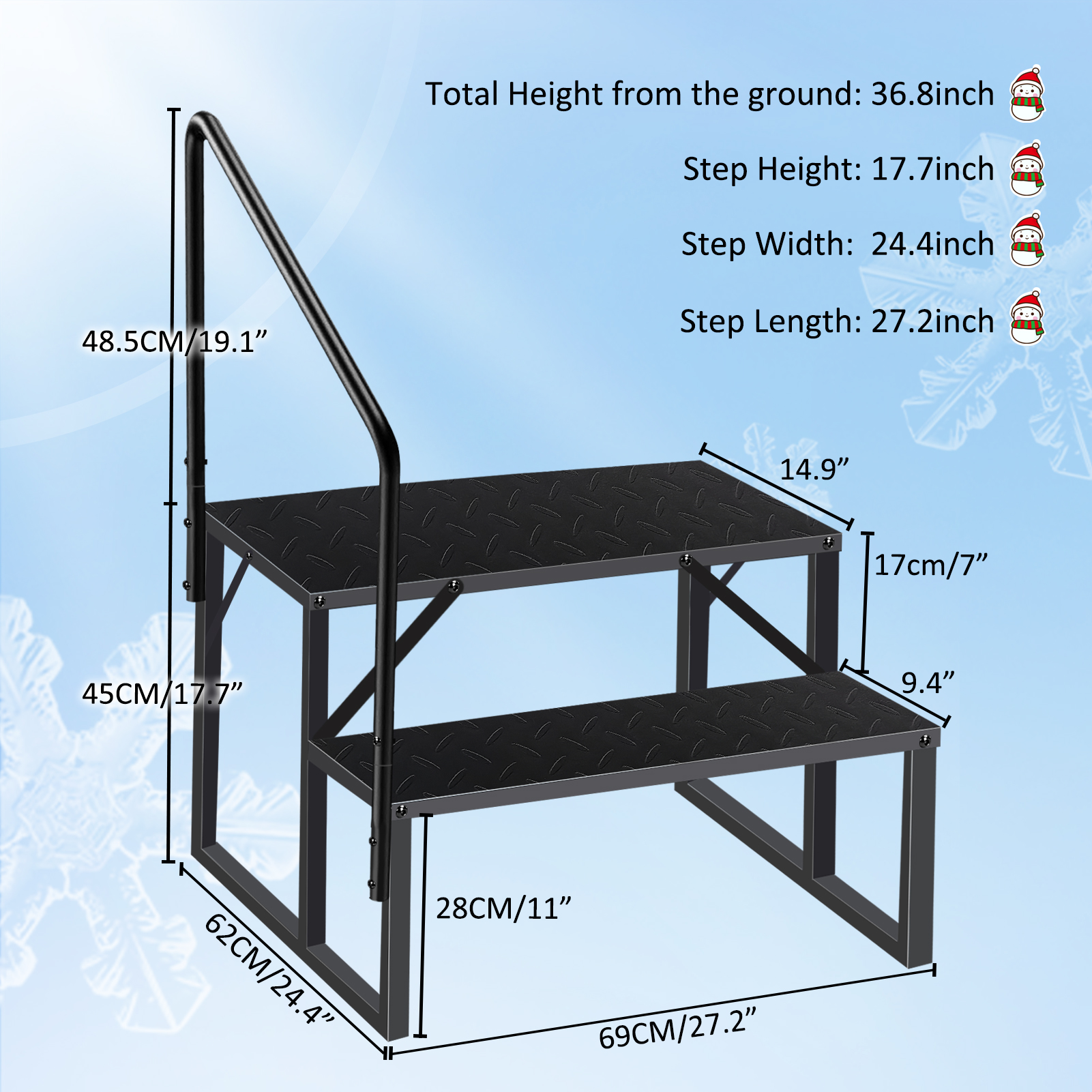 2-level Ladder With Handrails, Above Ground Swimming Pool Ladder, RV Ladder With Anti Slip Board And 660 Pound Carrying Capacity TEMU Can Only Be Self Lifted photo 2