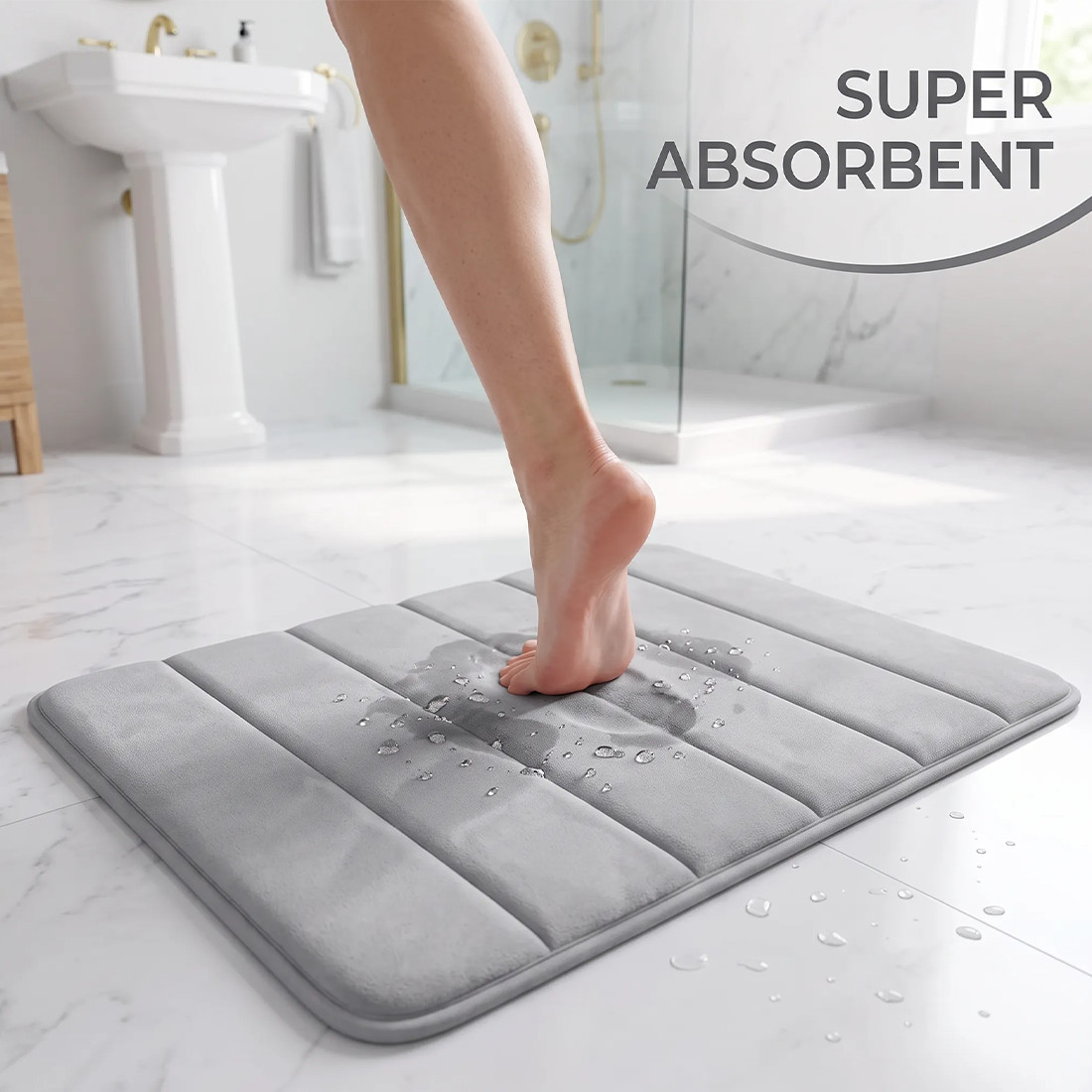 MEMORY FOAM BATH MAT PEDESTAL SET NON SLIP TOILET BATHROOM CONTOUR RUGS 3 PIECE photo 3