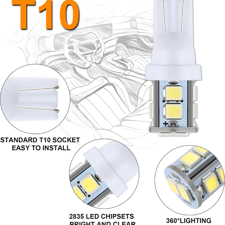 24 Pieces Dome Light LED Car Interior Bulb Kit Set 194 T10 DE3175 578 31mm 42mm Bulbs Interior Replacement Lights For Car Map License Plate Door Side Marker Cornering Trunk Light - White photo 4