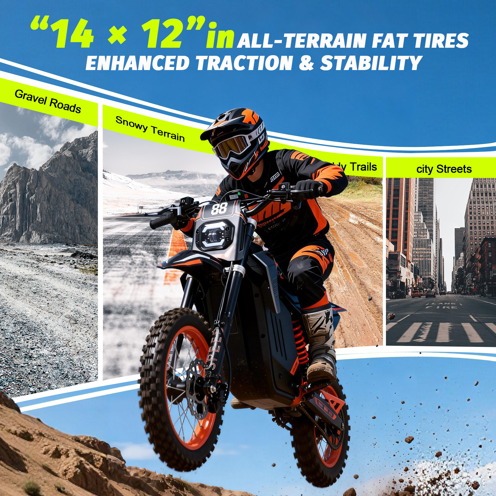 Y88 14 Inches Wheel Off Road Eletric Motorcycle With 3000W Power Motor photo 4
