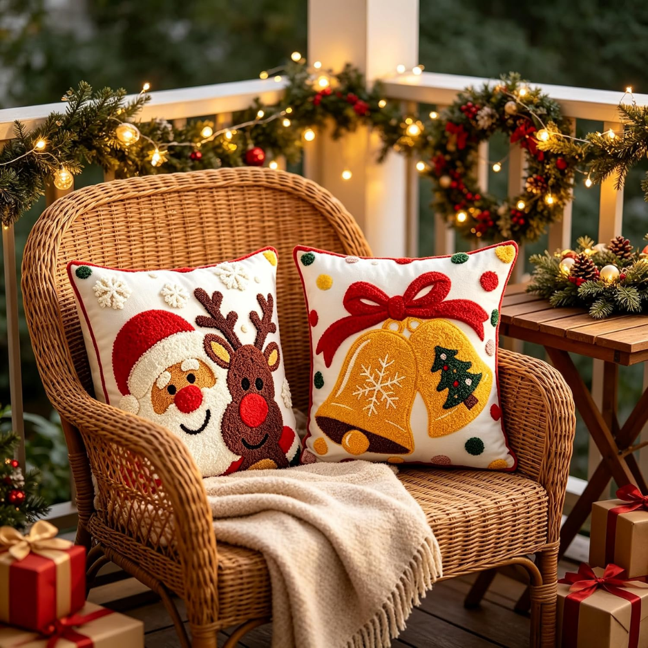 2Pcs Christmas Throw Pillow Covers 18x18, Soft Holiday Decor photo 5
