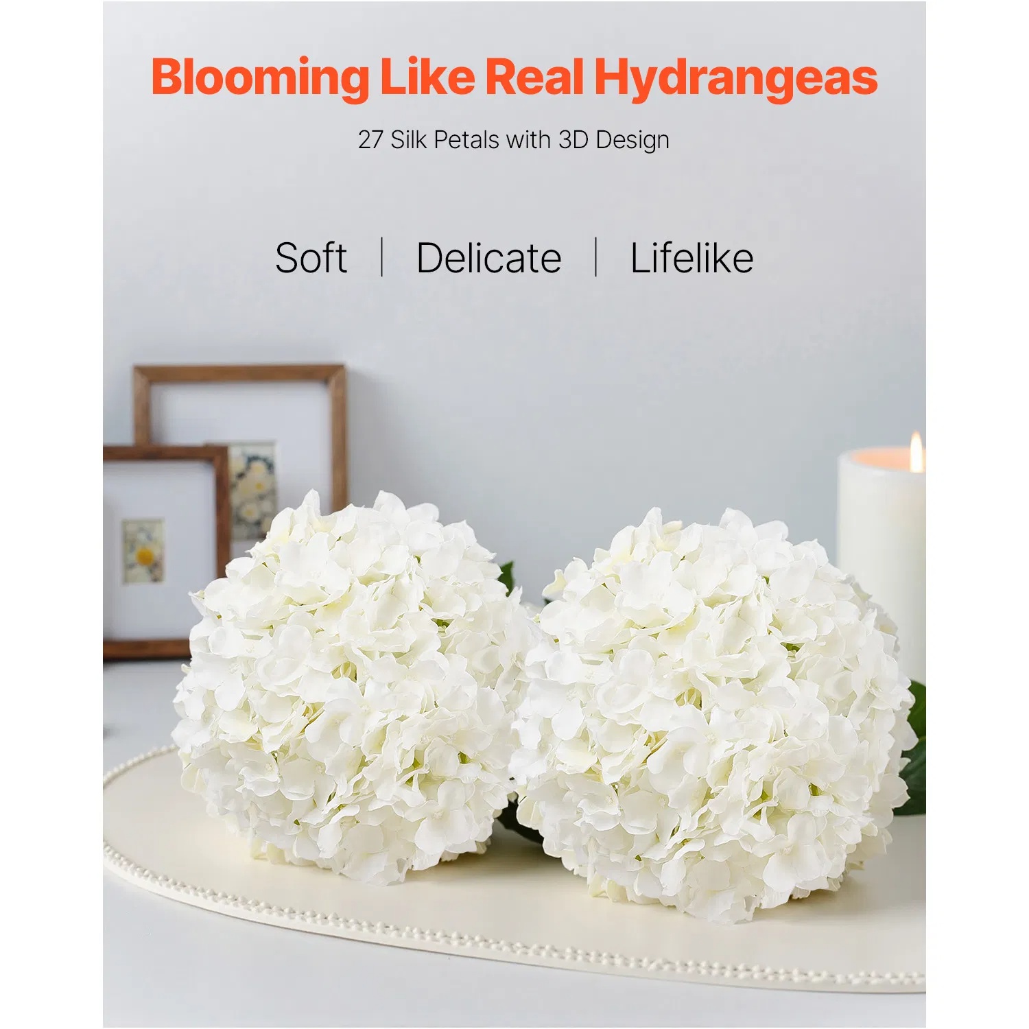 Artificial Flowers, 65 Pcs Real Looking White Silk Fake Hydrangea Bulk, White Faux Bridal Shower With Stems For DIY Wedding Bouquets, Home Centerpieces Arrangements, Party Tables Decorations photo 2