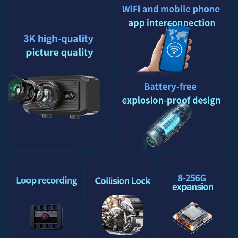 3K Motorcycle Dash Cam Outdoor Riding Waterproof Sports Camera For Electric Bicycles photo 2