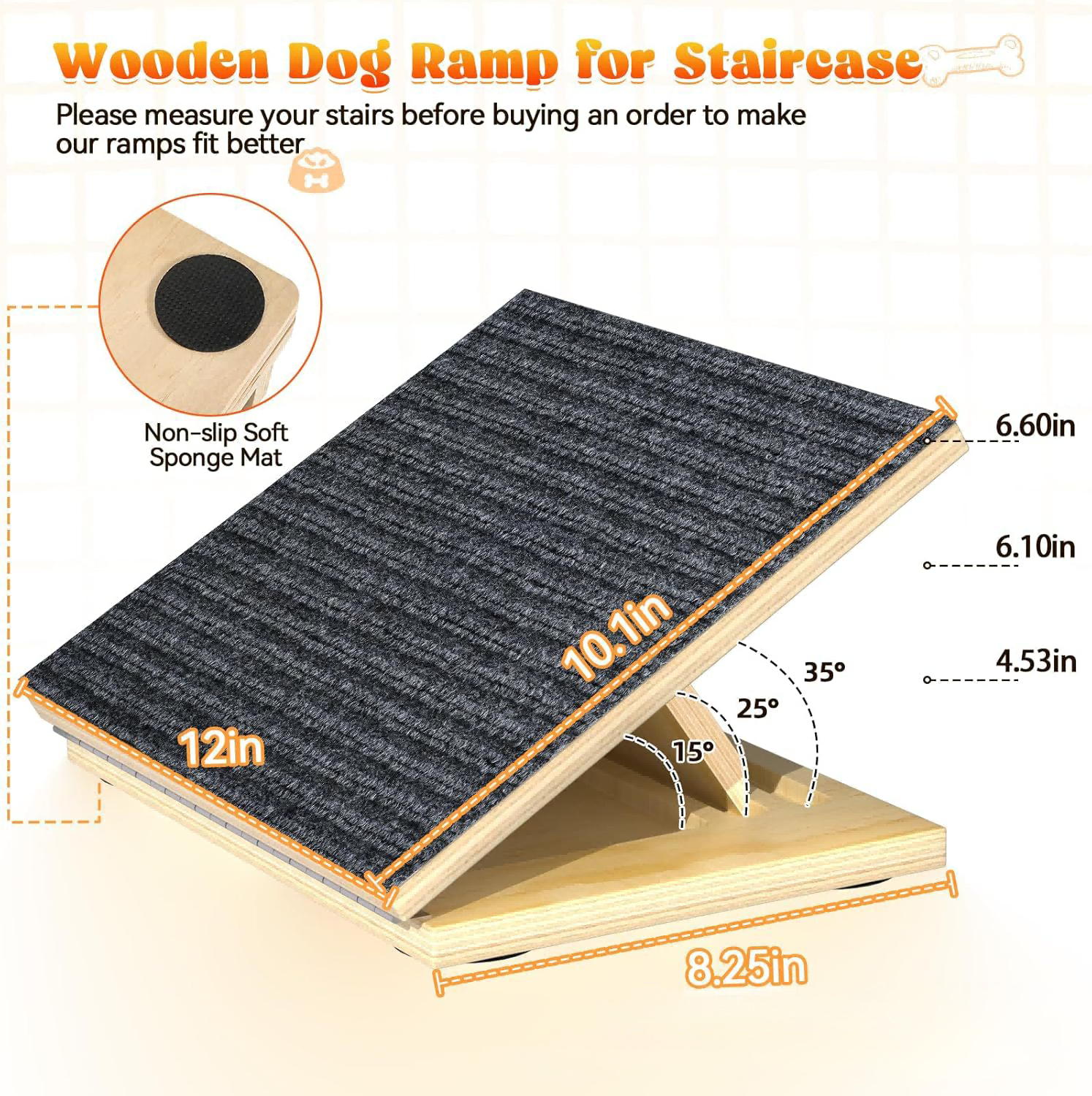 Dog Ramp For Stairs, Foldable Stair Wedges Assist For Small Dogs, 1 Pack Dog Door Ramp Adjustable Stair Ramp For Dogs Solid Wood Pet Steps For Elderly Dog, Senior, Short-Legged And Injured Pets photo 5