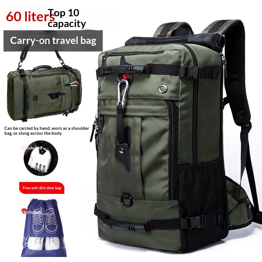 Large Capacity Men's Business Leisure Travel Bag Multi Functional Wear Resistant Outdoor Mountaineering Bag Business Travel Backpack - Military Green photo 7
