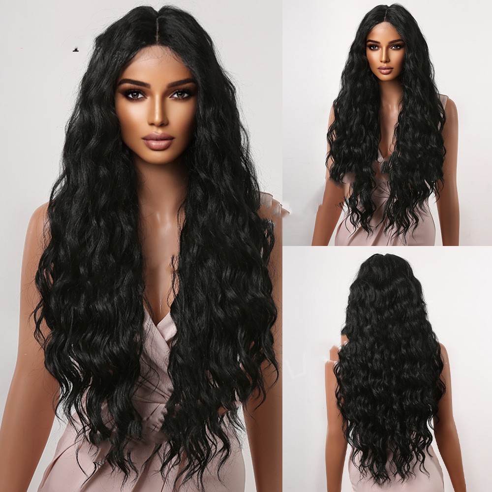 Domestic Silk High Temperature Silk Wig Woman With Long Curly Hair In The Middle photo 1