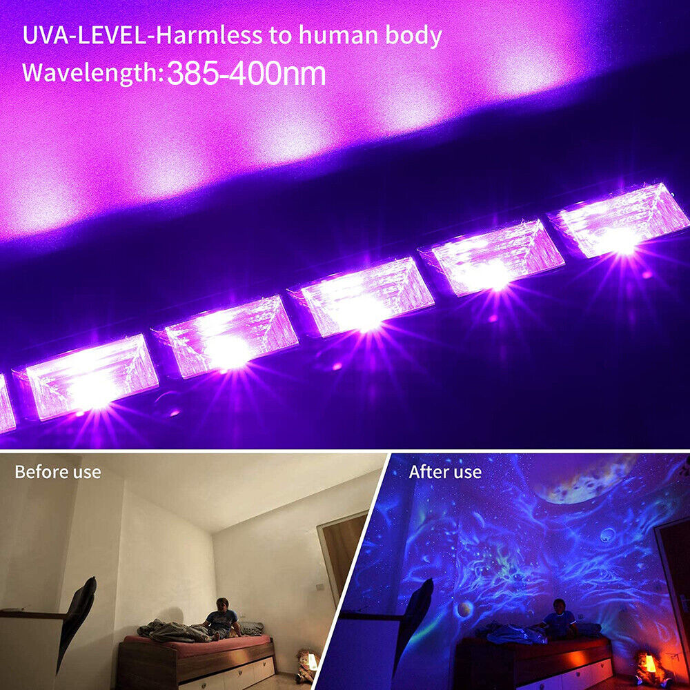 36W UV LED Blacklight Strip Plug & Play, Ultraviolet Glow Bar For Party Stage Bedroom Halloween Blacklight Decor UK NEW photo 5