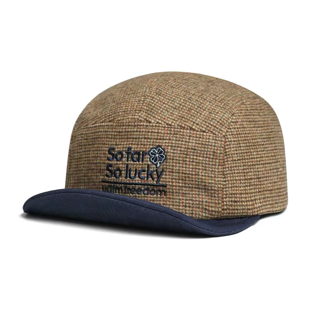 Korean-style Multi-color Lettered Soft Brimmed Baseball Cap For Autumn And Winter, Featuring Retro Small-checkered Pattern. Trendy And Versatile Casual Hat photo 5