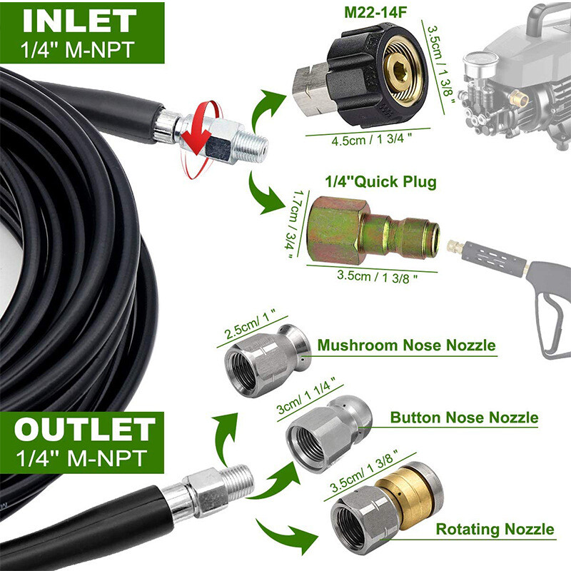 30M Sewer Jetter Kit For Pressure Washer Cleaner Hose 5800PSI NPT 1&4 Hose photo 4