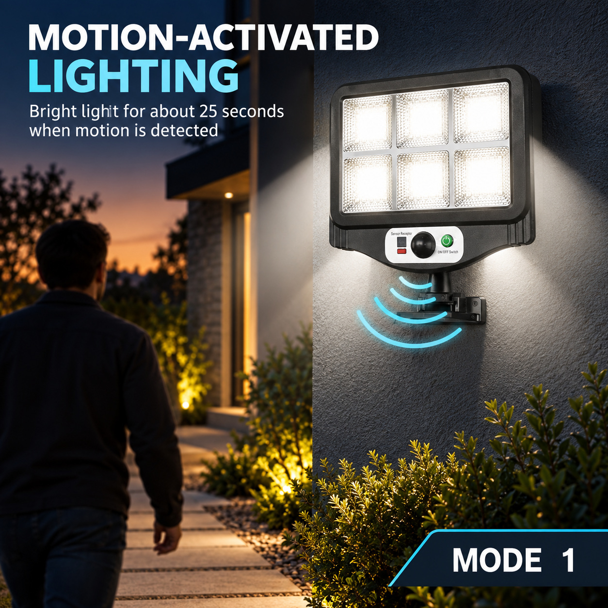 Solar Powered Rechargeable Motion Sensor LED Work Light 1500mAh For Auto W780 6 SMD 2835 photo 7