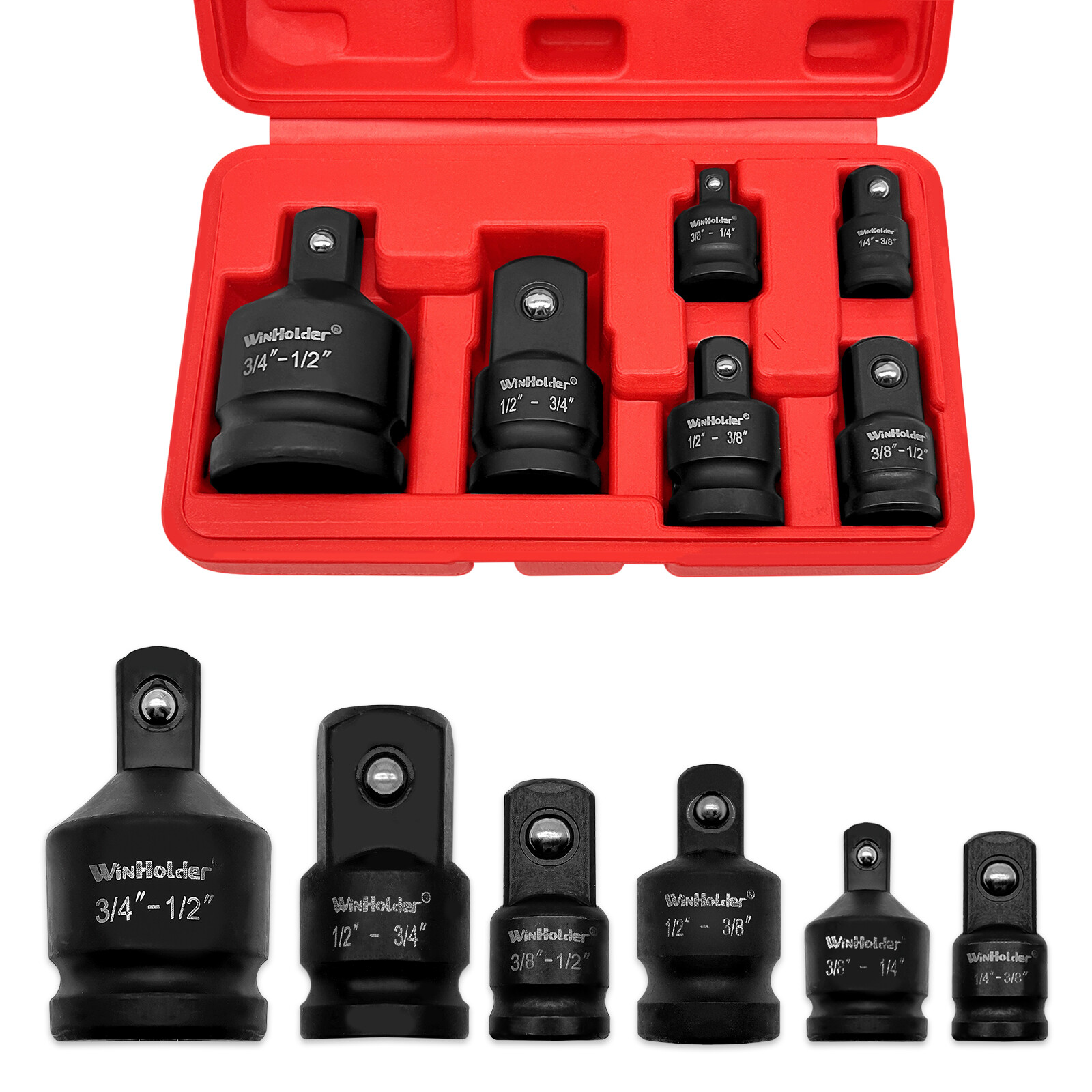 6Pcs Impact Adapter Reducer Socket Converter Set 3 4  1 4 3 8  Female To Male photo 1