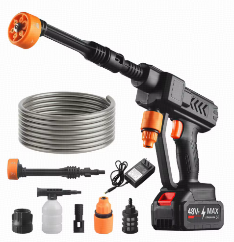 48Vf Portable High-Pressure Washer With Spray Gun And 6-in-1 Nozzle For Cleaning And Watering Cars, Floors, And Gardens photo 1