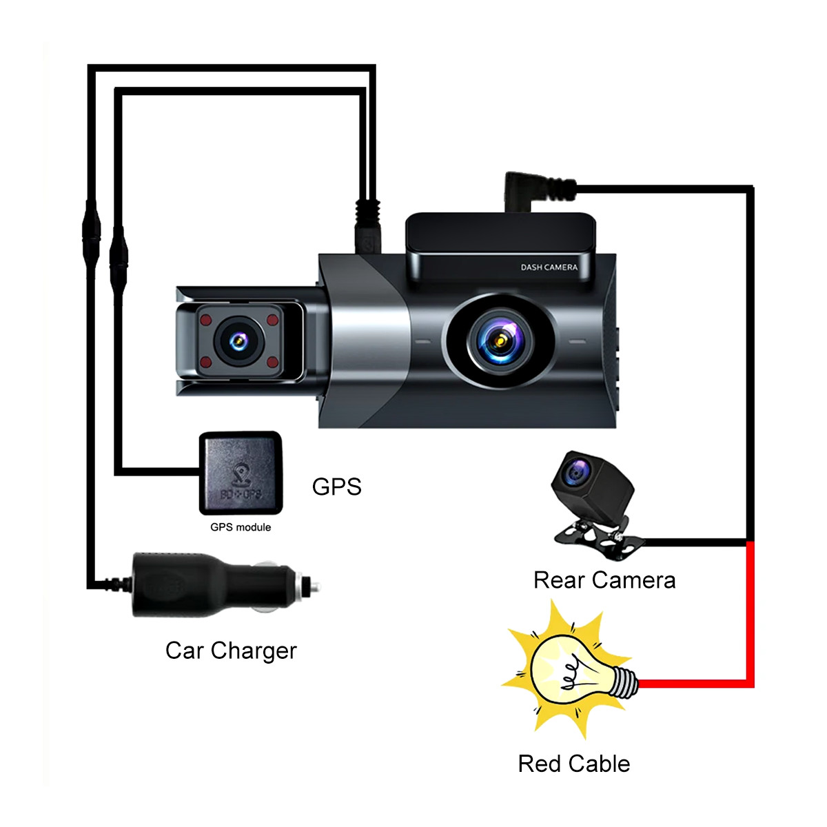 1296P HD Wifi Dash Cam Pro Car Camera Recorder 3-Lens Front Rear Night Vision UK photo 4